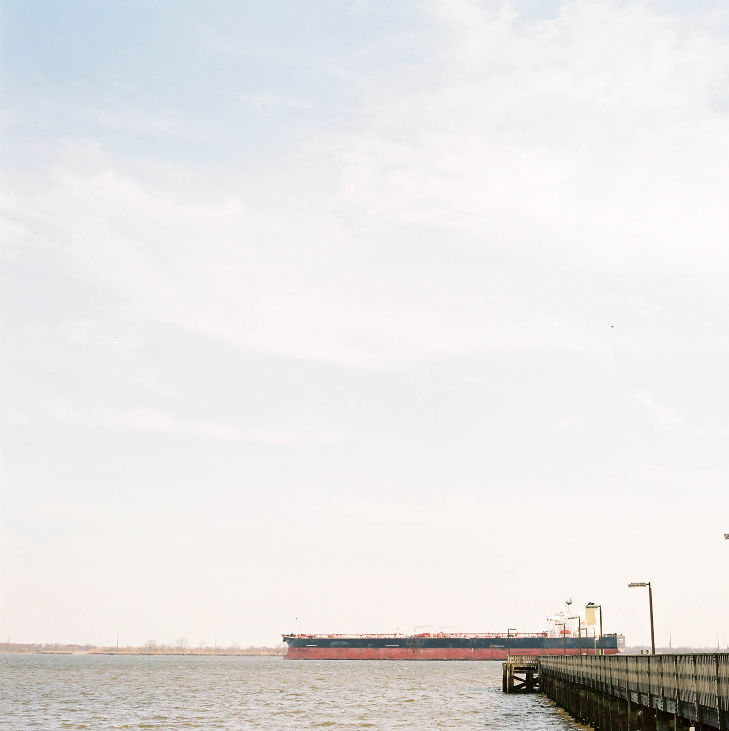 A shipping barge on medium format film
